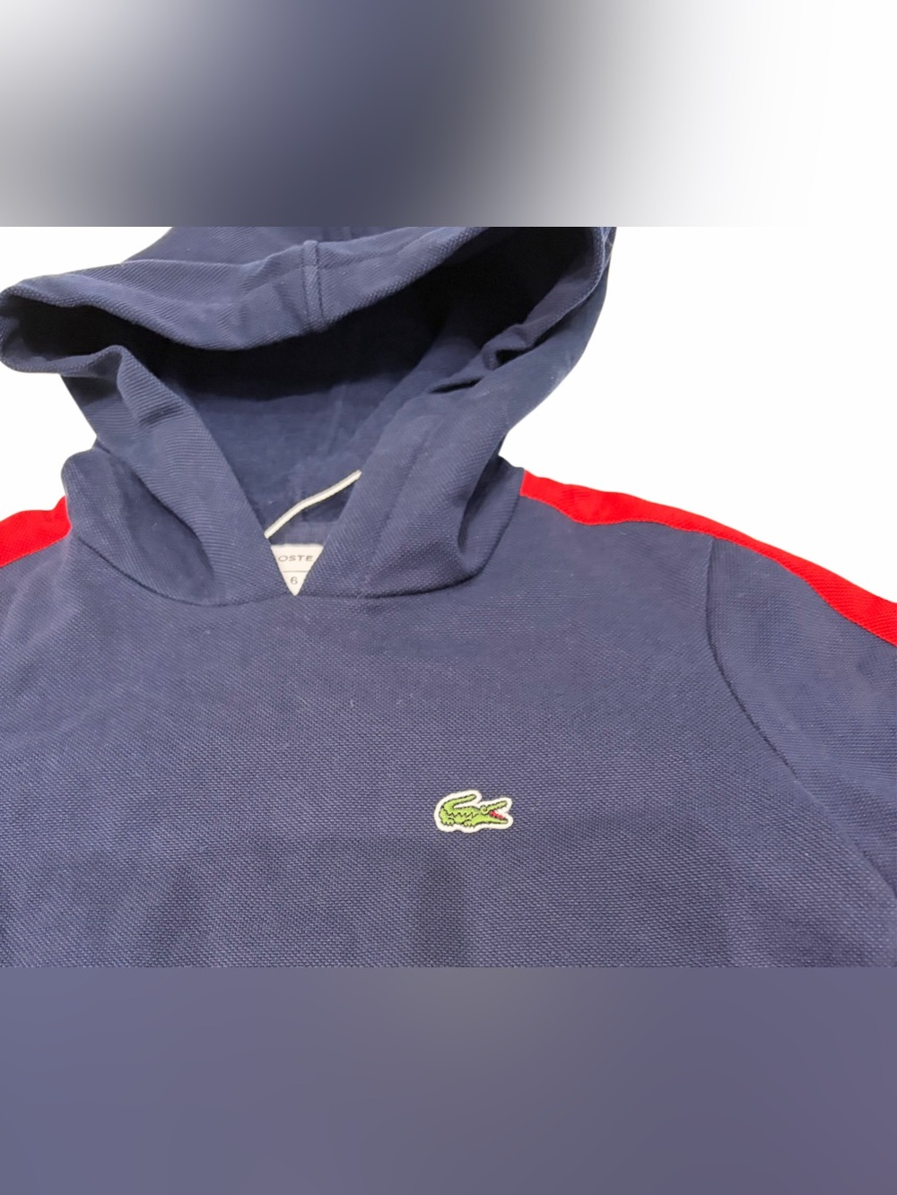 Lacoste Girls' Contrast Band Hooded Dress Core Size 6 NWOT